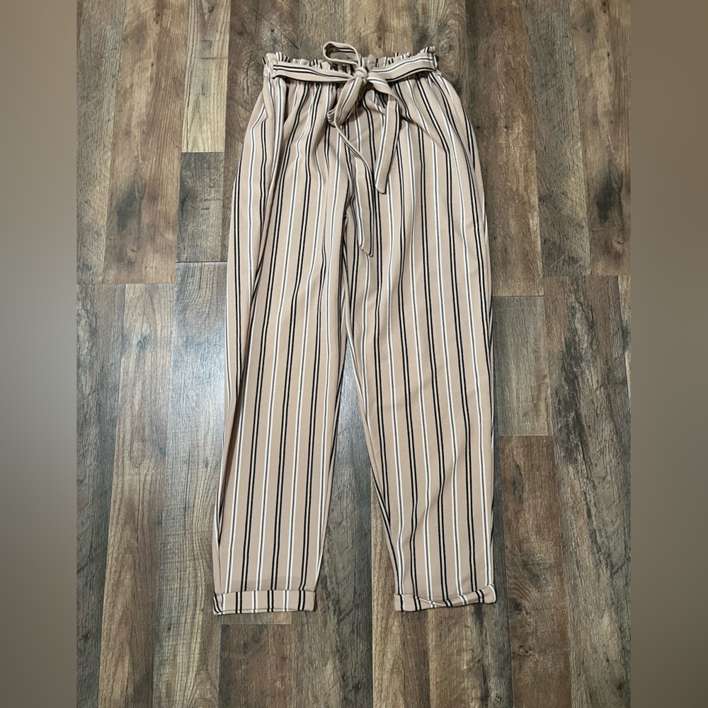 Striped Tan Women's Trousers